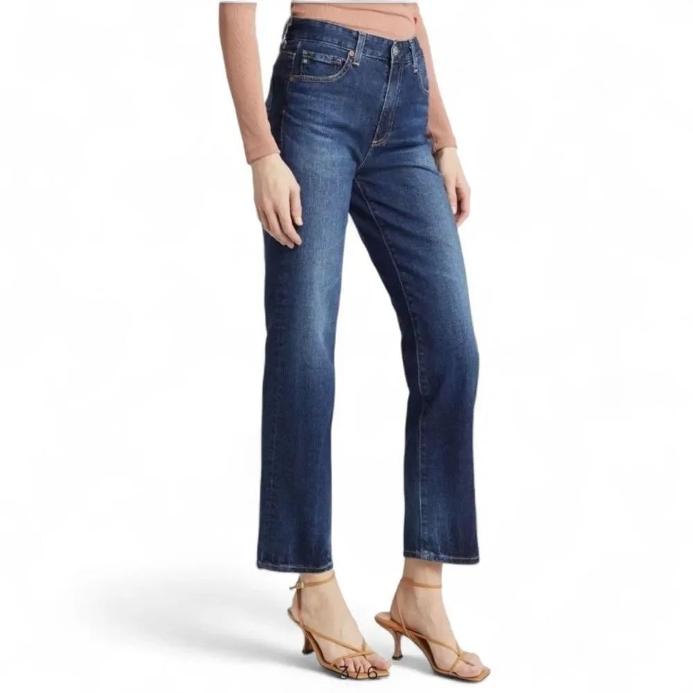 Ag Adriano Goldschmied Saige High Rise Straight Dark Wash Denim Blue Jeans